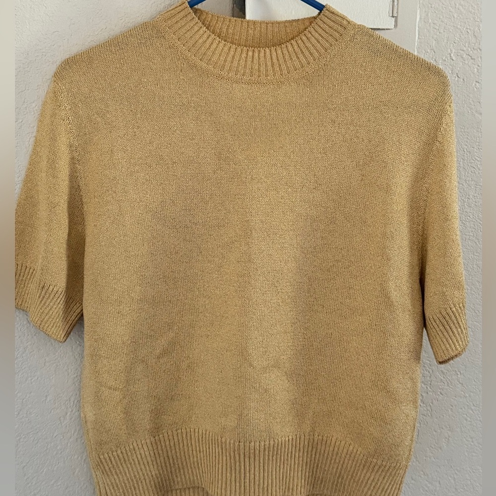 St John Basics Gold sweater top Small